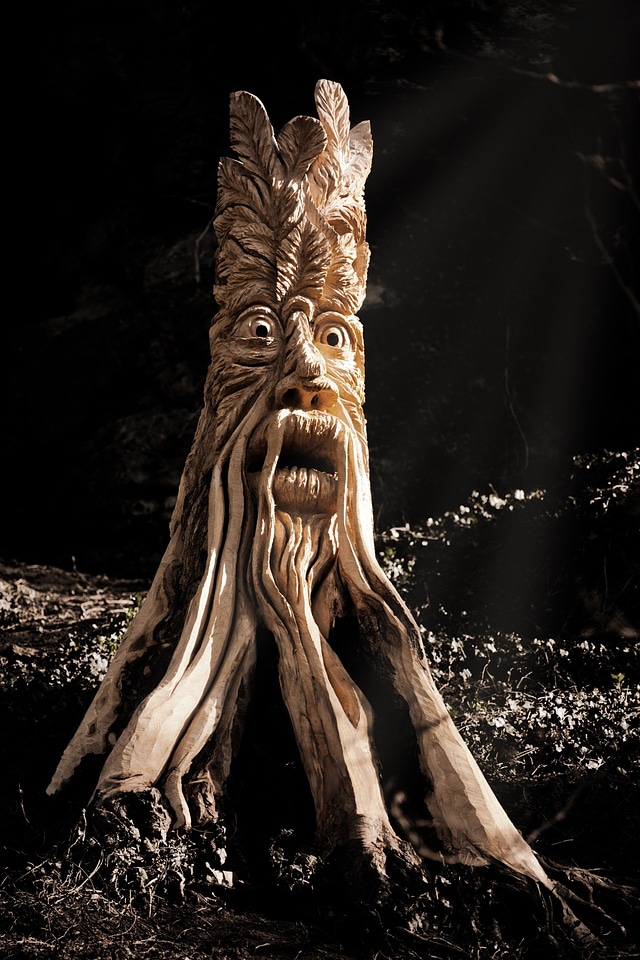 Face log sculpture