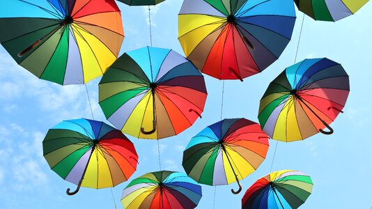 Sun umbrellas rainbow color decoration photo