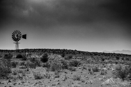 Monochrome landscape semi-desert photo