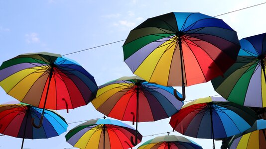 Sun umbrellas rainbow color decoration photo