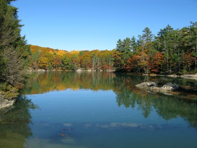 Fall foliage peaceful coastal photo