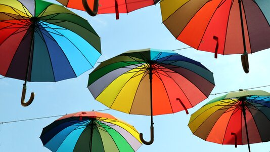 Sun umbrellas rainbow color decoration photo