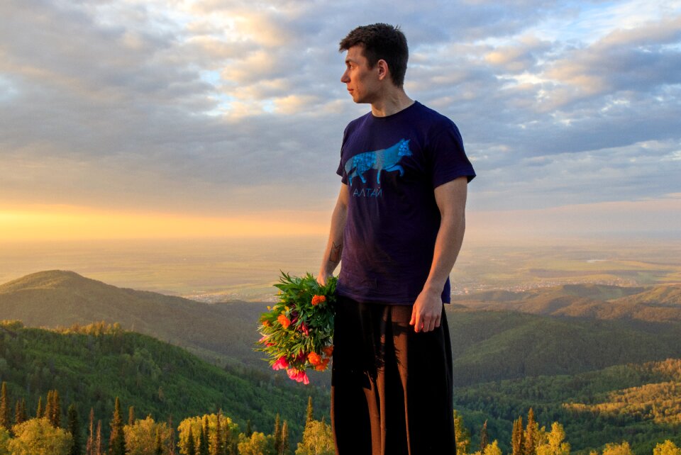 Mountains forest guy
