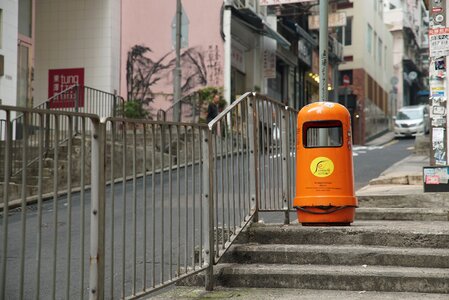 Street trash cans hong kong photo