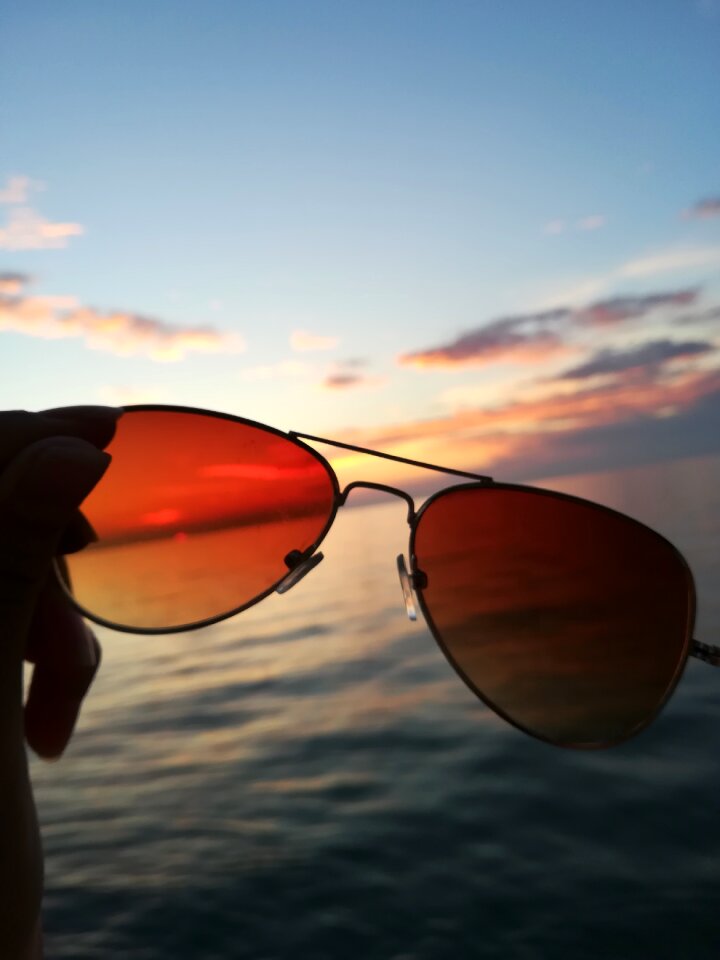 Sea sunglasses sunset