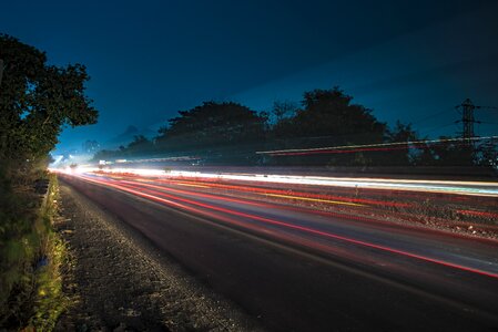 Blue sky road light blue sky light trail