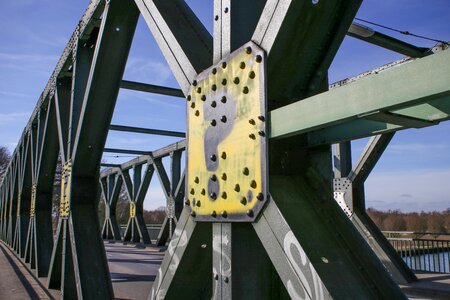 Graffiti bridge construction steel beams photo