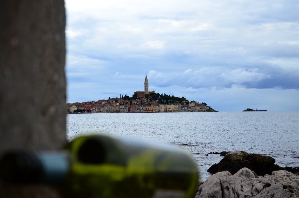 Wine bottle istria sea photo