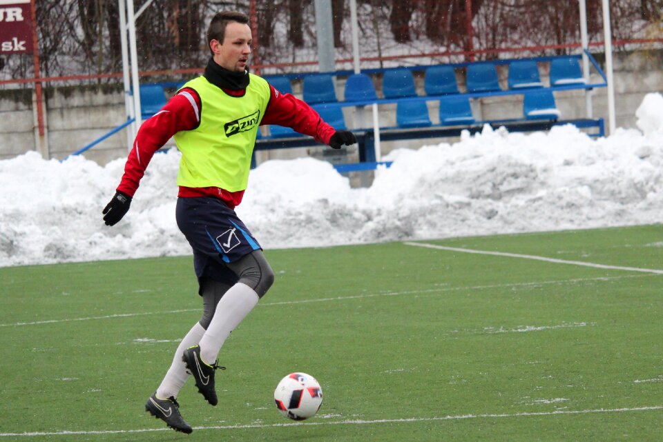 Footballer a man winter