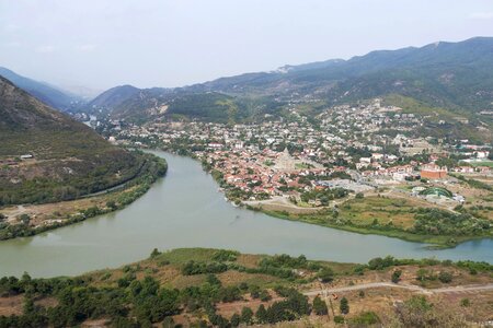 Caucasus river panorama photo