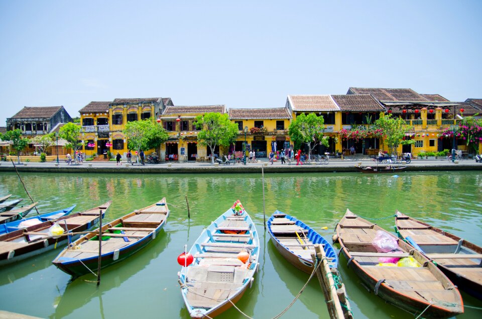 Asia river ancient town photo