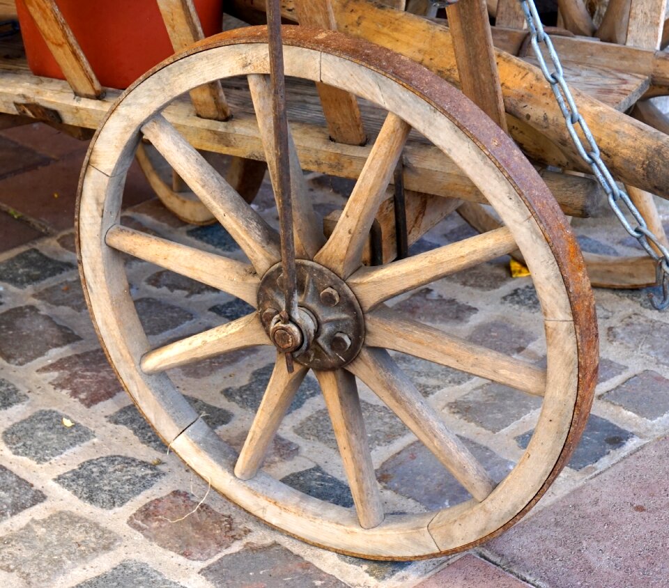 Old spokes wagon wheel