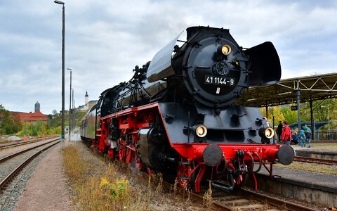 Railway station elstertal express museum train