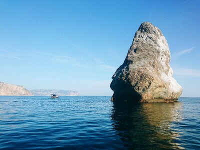 Crimea blue boat photo