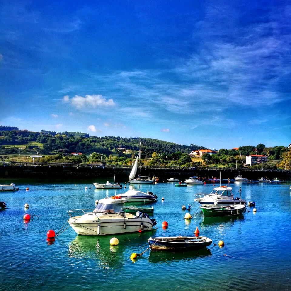 Boats landscape blue