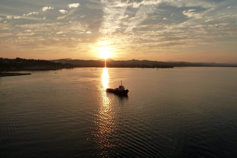 Sunset sea boat