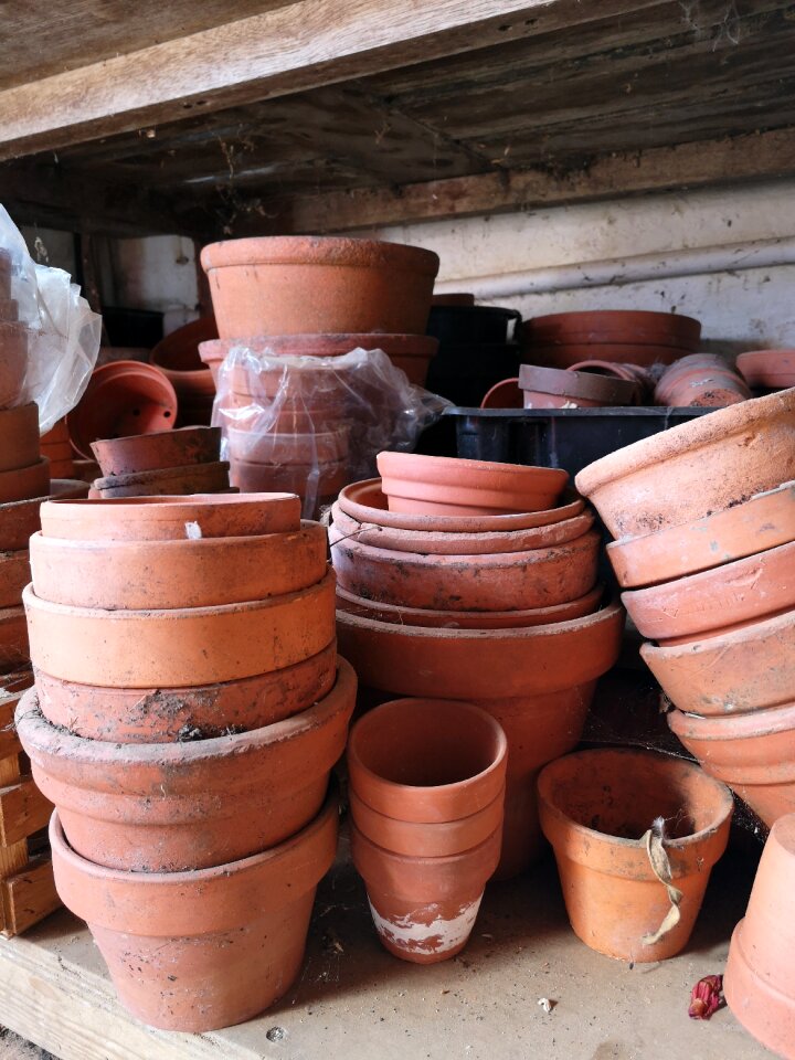 Flower pots stacked photo