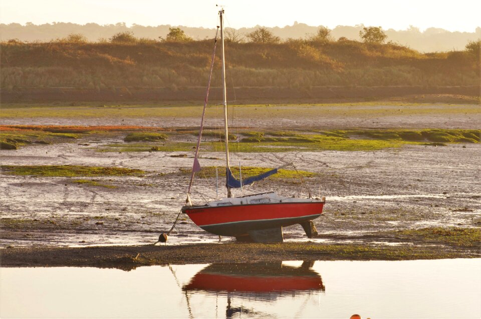 Sailing boat sea mudflat