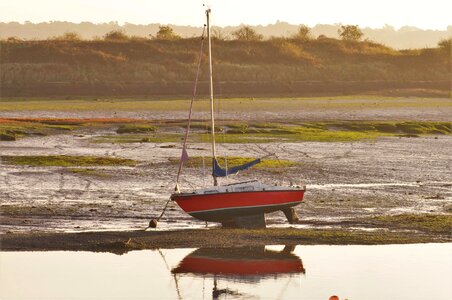 Sailing boat sea mudflat