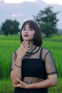 Nature beautiful models black dress photo