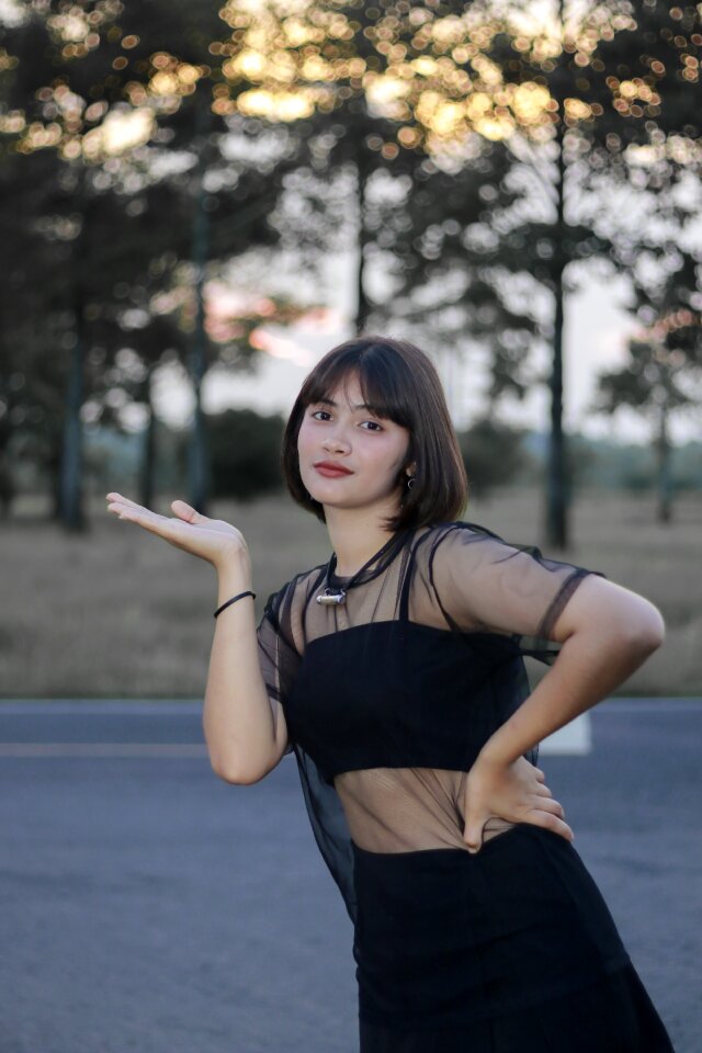 Nature beautiful models black dress