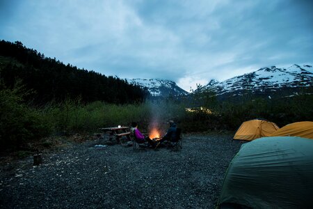 Peaceful outdoors blue camping
