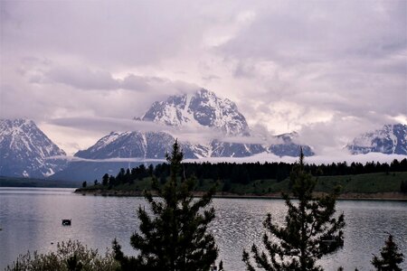 Tetons morning mist and low clouds photo