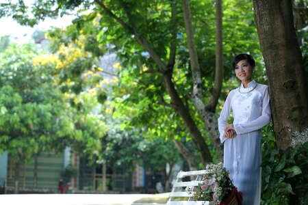 Ao dai women white