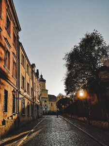 Poznan street sunset