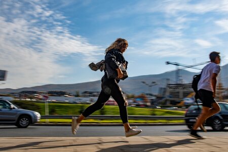 Panning slow shutter flying photo