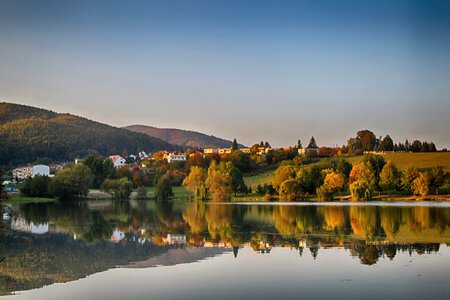 Dam autumn sunset