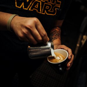 Latte black coffee photo