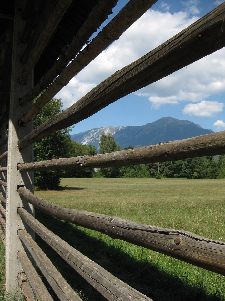 Pasture fence landscape mountains