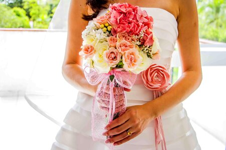 Bride pink flowers photo
