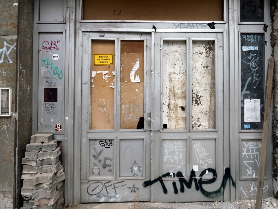 Demolished house graffiti dilapidated