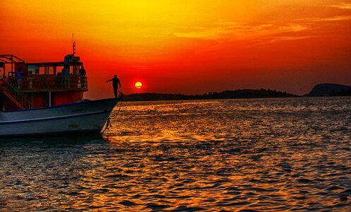 Sunset izmir ship photo