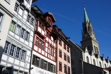 Timber framed houses steeple switzerland