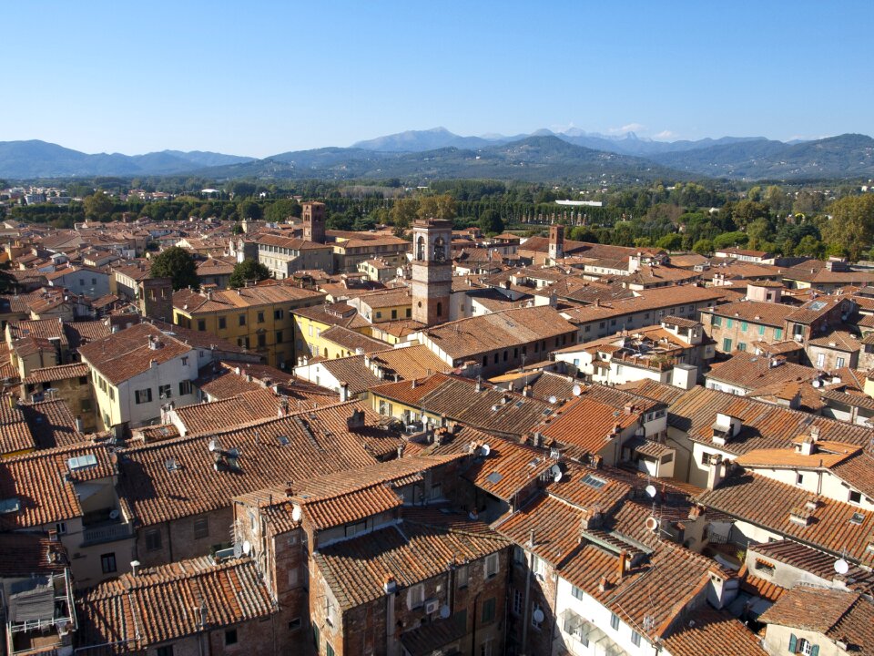 Roofs mountains view