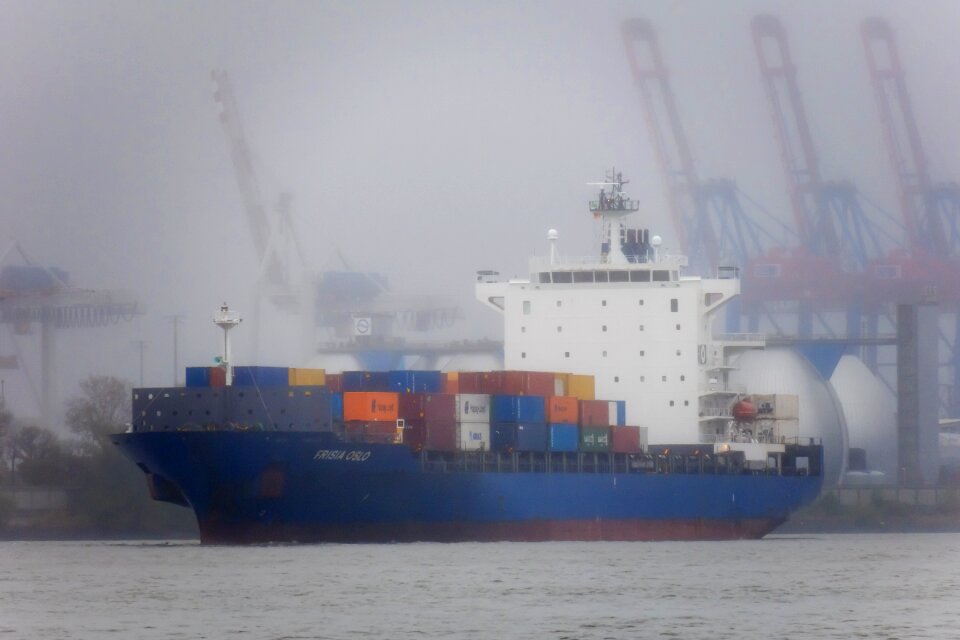 Harbour cranes port hazy