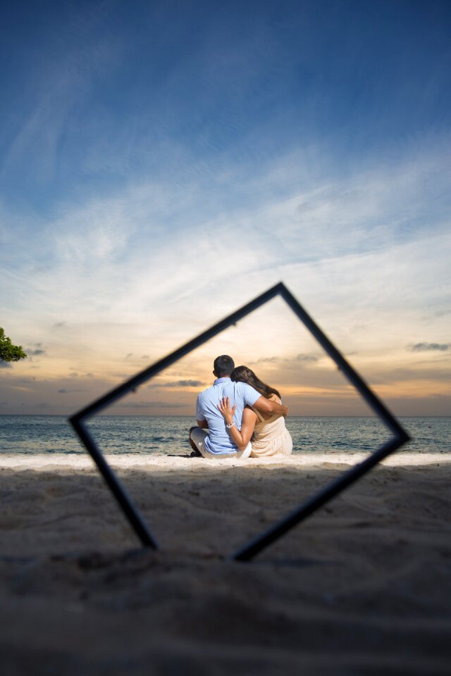 Sunset romantic sand