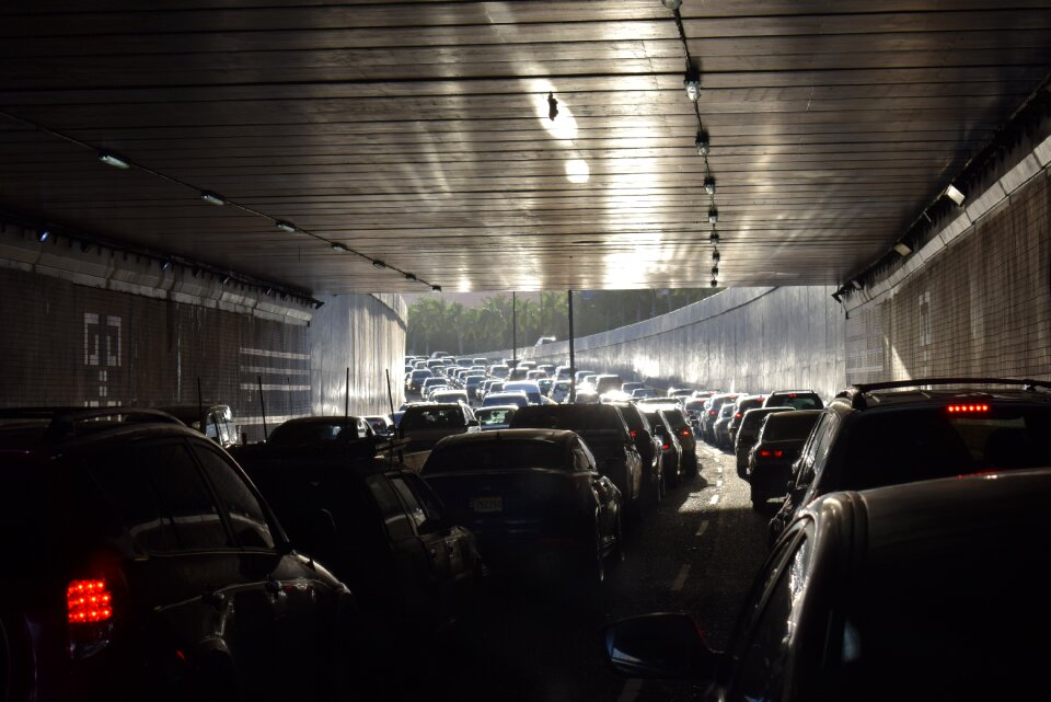 Avenue bottling cars in the tunnel
