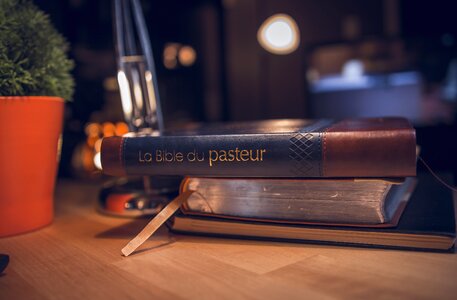 Book wooden desk christian book