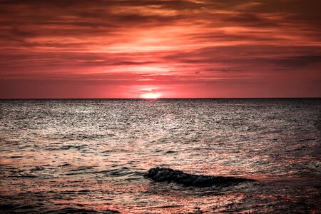 Sunset waves beach photo