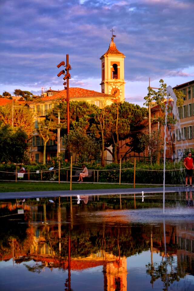 Reflections in the water sunset color image