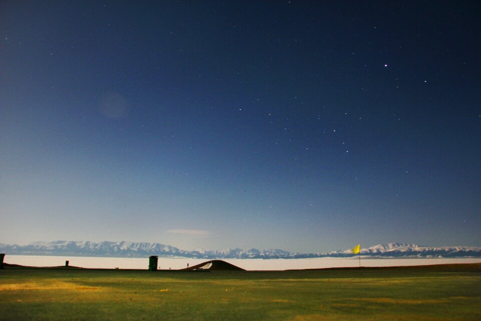 Snow mountain stars starry sky