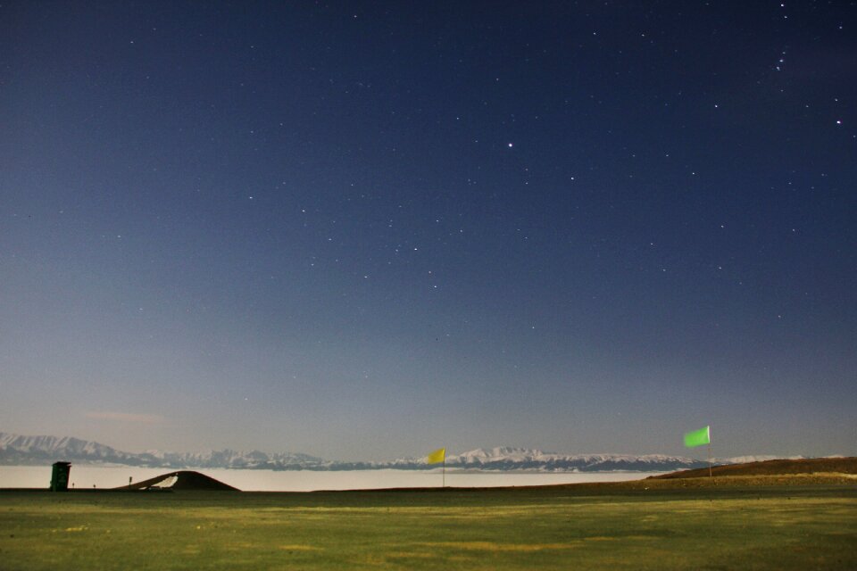 Snow mountain stars starry sky