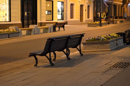 City bench evening