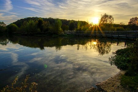 Sun sunset river photo