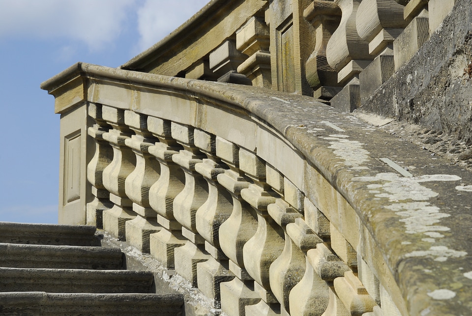 Railing stone stairway old