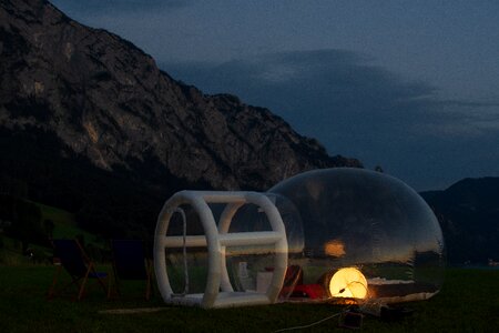 Tent soap bubble at photo